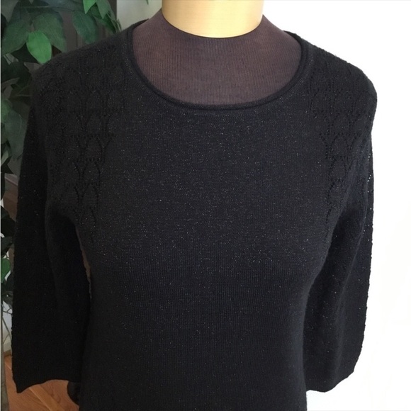 Relativity sweater Womans small black open knit with gold shimmer - Picture 5 of 12
